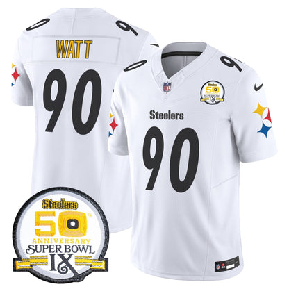 Steelers 50th Anniversary Of Super Bowl IX Patch Vapor Limited Jersey V2 - Stitched