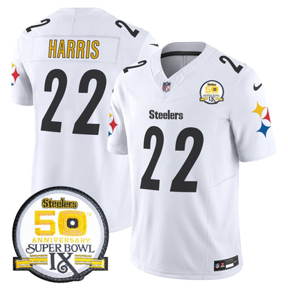 Steelers 50th Anniversary Of Super Bowl IX Patch Vapor Limited Jersey V2 - Stitched