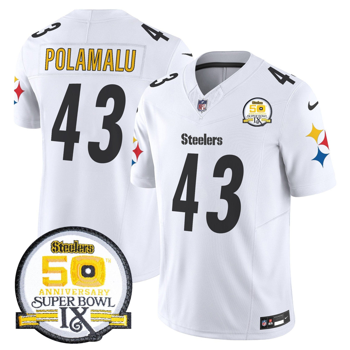 Steelers 50th Anniversary Of Super Bowl IX Patch Vapor Limited Jersey V2 - Stitched