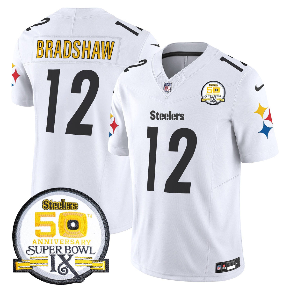 Steelers 50th Anniversary Of Super Bowl IX Patch Vapor Limited Jersey V2 - Stitched