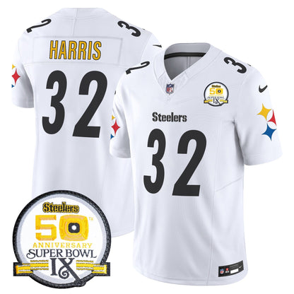 Steelers 50th Anniversary Of Super Bowl IX Patch Vapor Limited Jersey V2 - Stitched