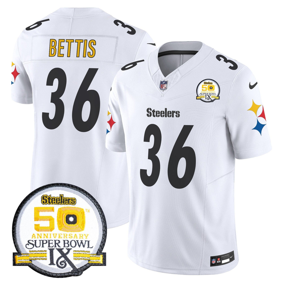 Steelers 50th Anniversary Of Super Bowl IX Patch Vapor Limited Jersey V2 - Stitched