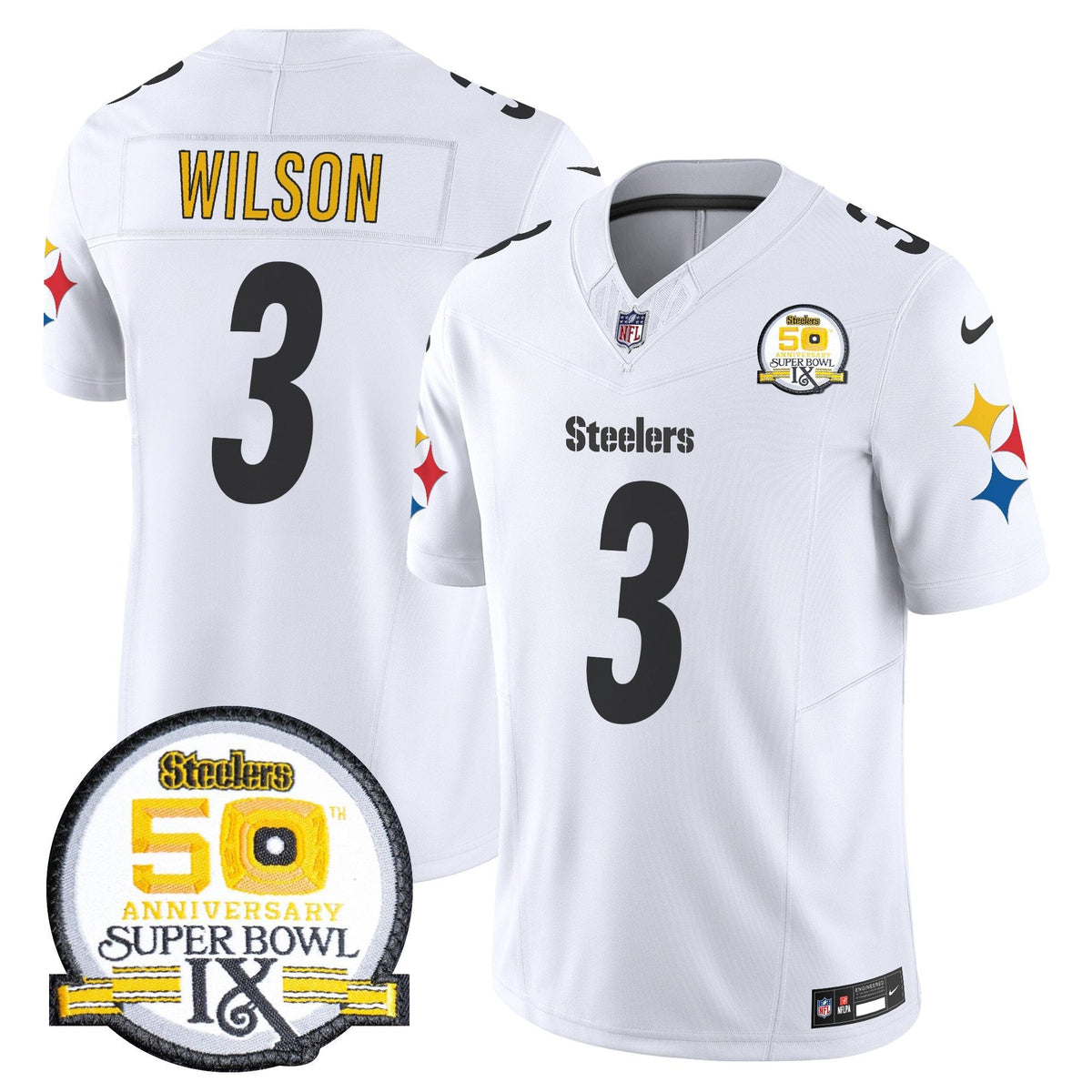 Steelers 50th Anniversary Of Super Bowl IX Patch Vapor Limited Jersey V2 - Stitched