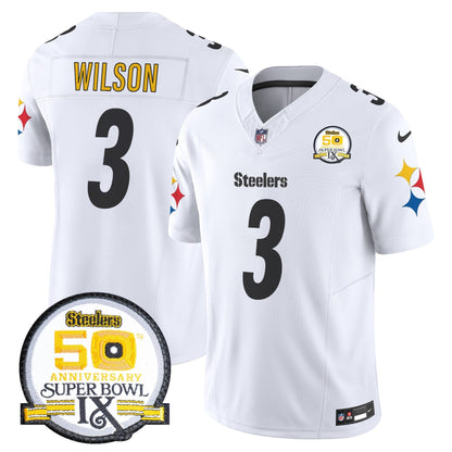 Steelers 50th Anniversary Of Super Bowl IX Patch Vapor Limited Jersey V2 - Stitched