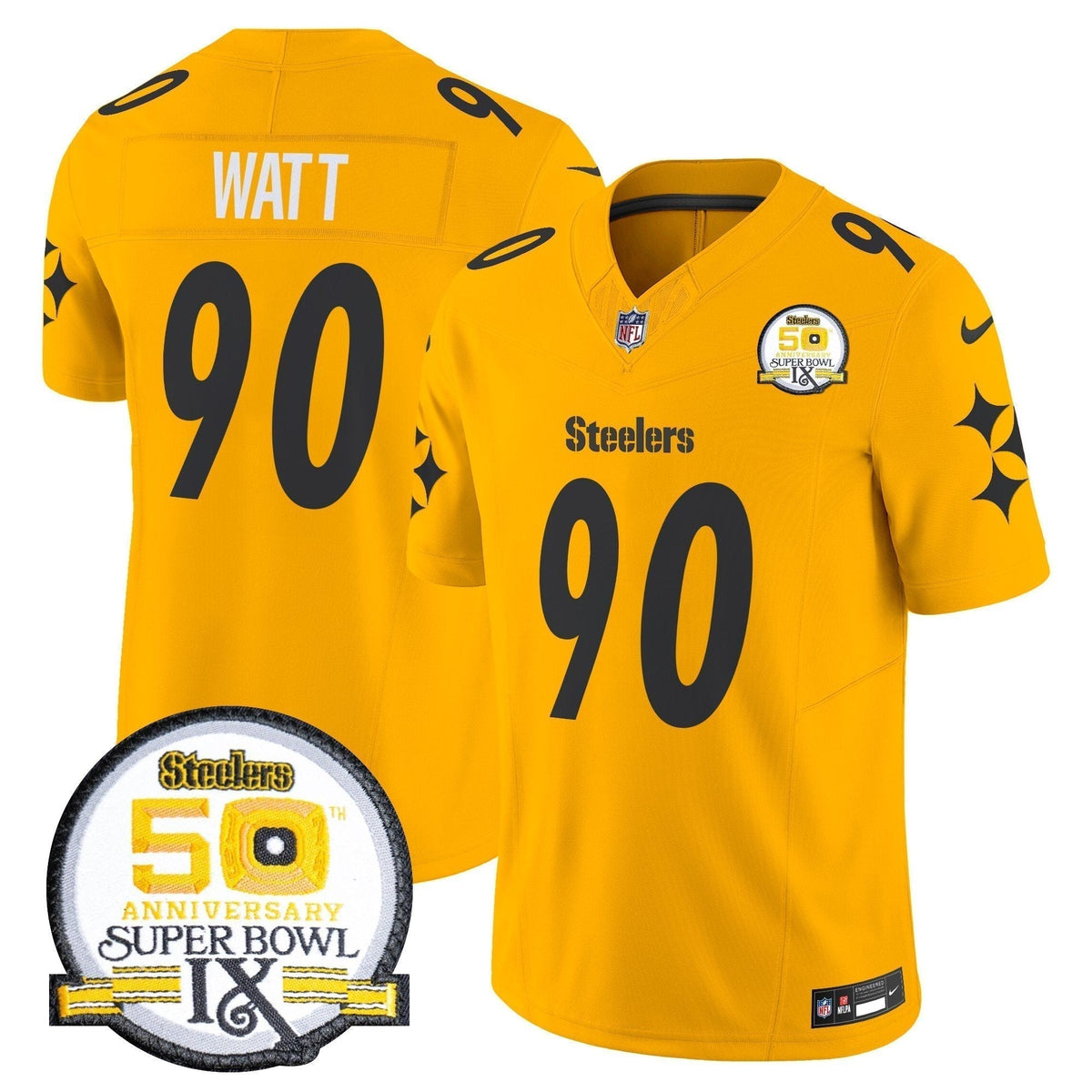 Steelers 50th Anniversary Of Super Bowl IX Patch Vapor Limited Jersey V2 - Stitched
