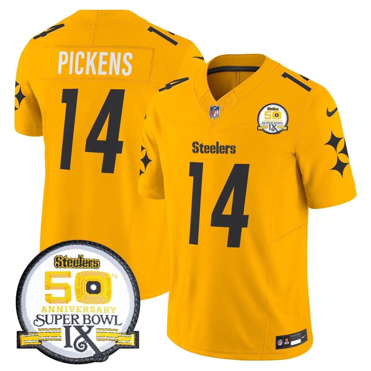 Steelers 50th Anniversary Of Super Bowl IX Patch Vapor Limited Jersey V2 - Stitched