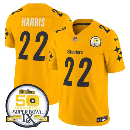 Steelers 50th Anniversary Of Super Bowl IX Patch Vapor Limited Jersey V2 - Stitched