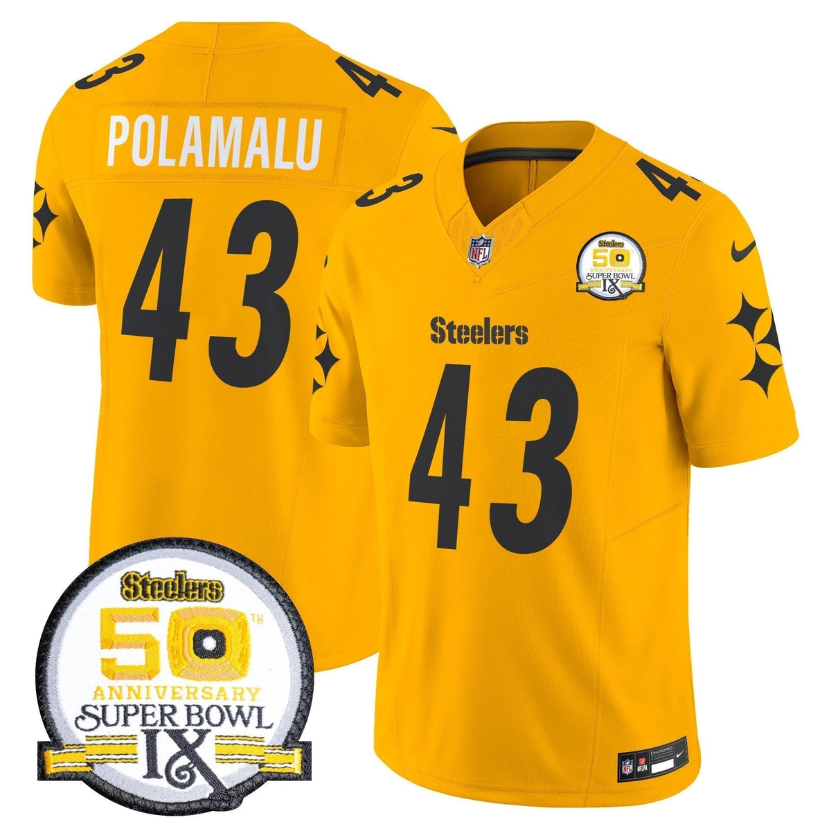 Steelers 50th Anniversary Of Super Bowl IX Patch Vapor Limited Jersey V2 - Stitched
