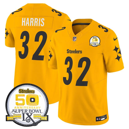 Steelers 50th Anniversary Of Super Bowl IX Patch Vapor Limited Jersey V2 - Stitched