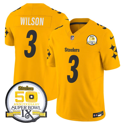 Steelers 50th Anniversary Of Super Bowl IX Patch Vapor Limited Jersey V2 - Stitched