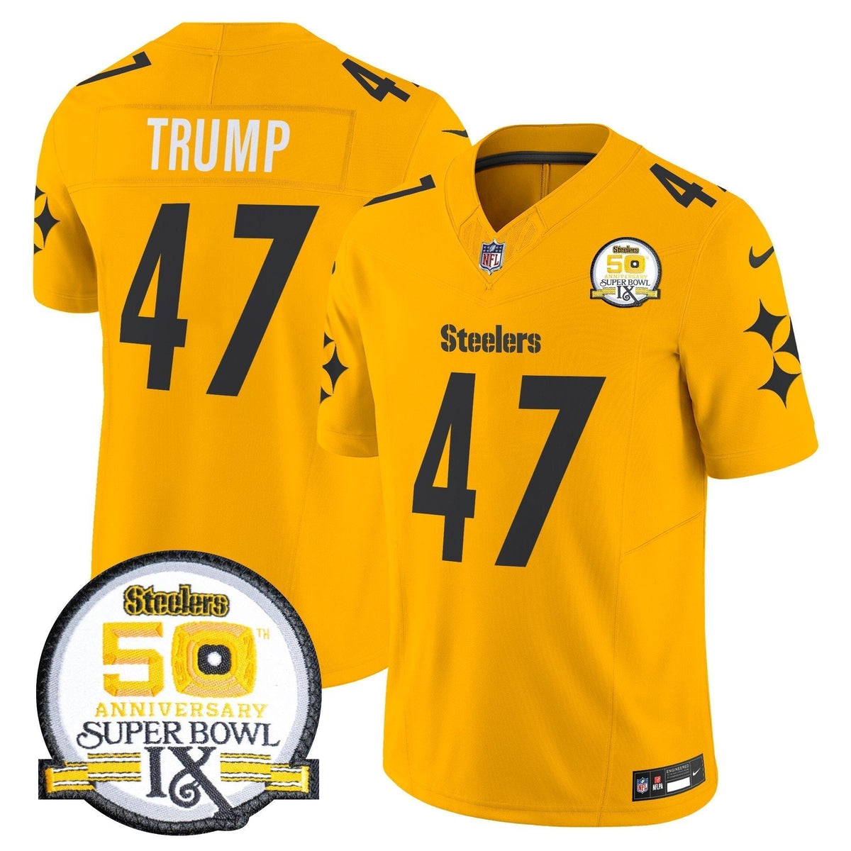 Steelers 50th Anniversary Of Super Bowl IX Patch Vapor Limited Jersey V2 - Stitched