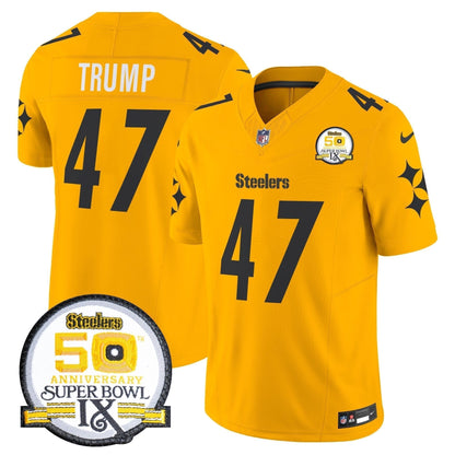 Steelers 50th Anniversary Of Super Bowl IX Patch Vapor Limited Jersey V2 - Stitched
