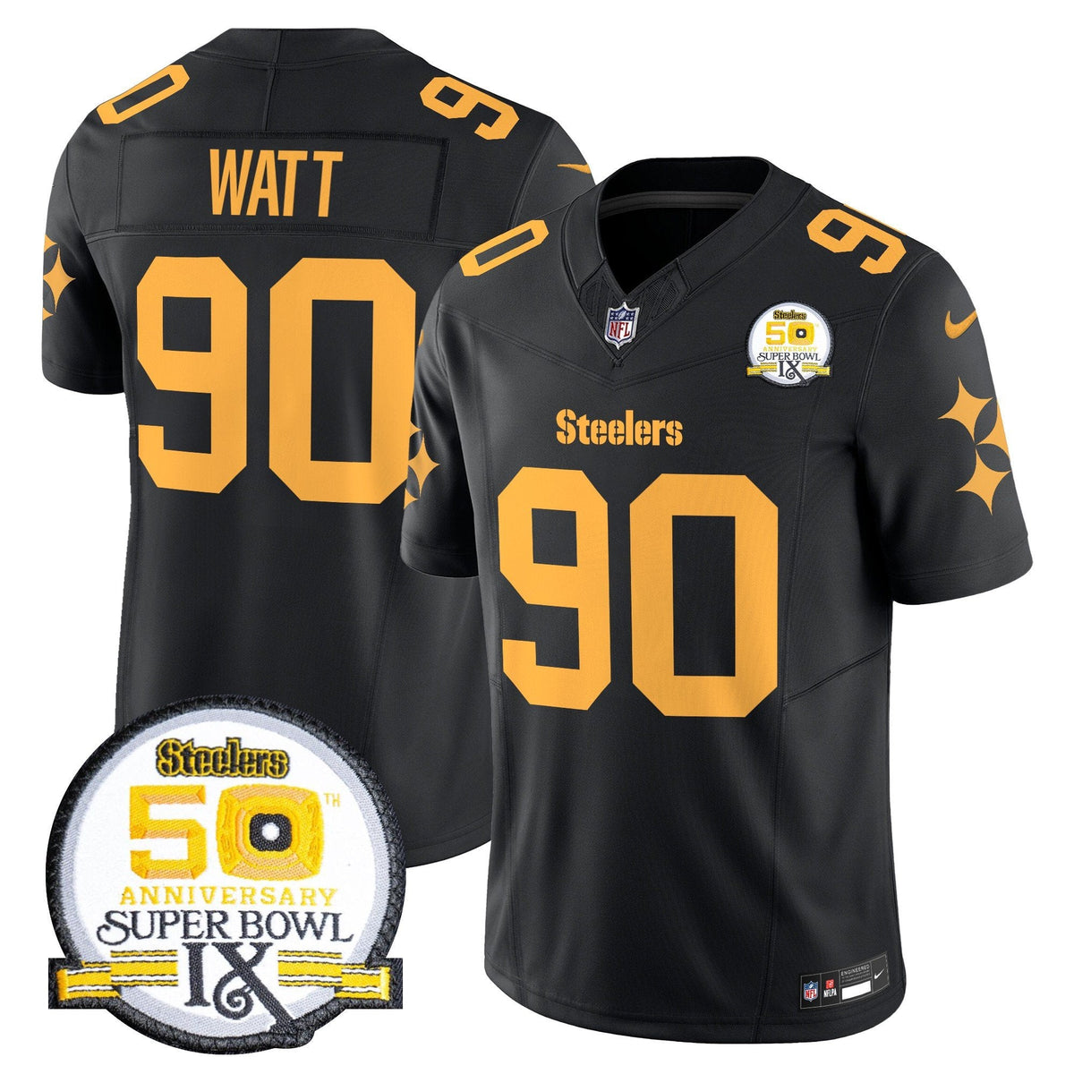 Steelers 50th Anniversary Of Super Bowl IX Patch Vapor Limited Jersey V2 - Stitched
