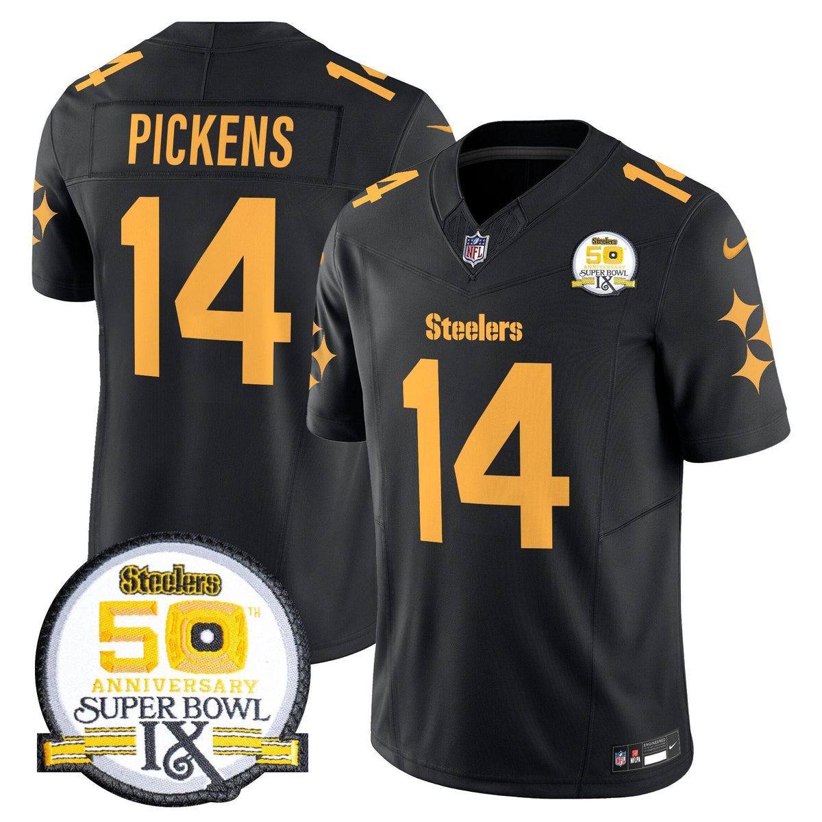 Steelers 50th Anniversary Of Super Bowl IX Patch Vapor Limited Jersey V2 - Stitched