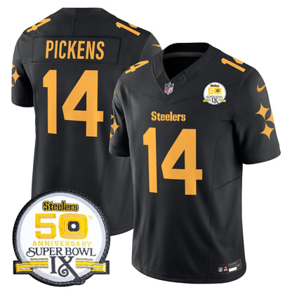 Steelers 50th Anniversary Of Super Bowl IX Patch Vapor Limited Jersey V2 - Stitched