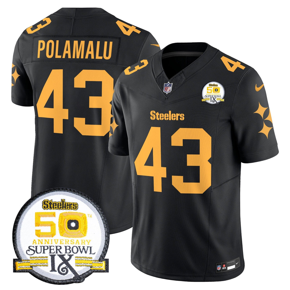 Steelers 50th Anniversary Of Super Bowl IX Patch Vapor Limited Jersey V2 - Stitched