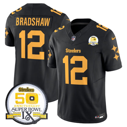 Steelers 50th Anniversary Of Super Bowl IX Patch Vapor Limited Jersey V2 - Stitched