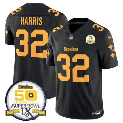 Steelers 50th Anniversary Of Super Bowl IX Patch Vapor Limited Jersey V2 - Stitched