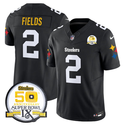 Steelers 50th Anniversary Of Super Bowl IX Patch Vapor Limited Jersey V2 - Stitched