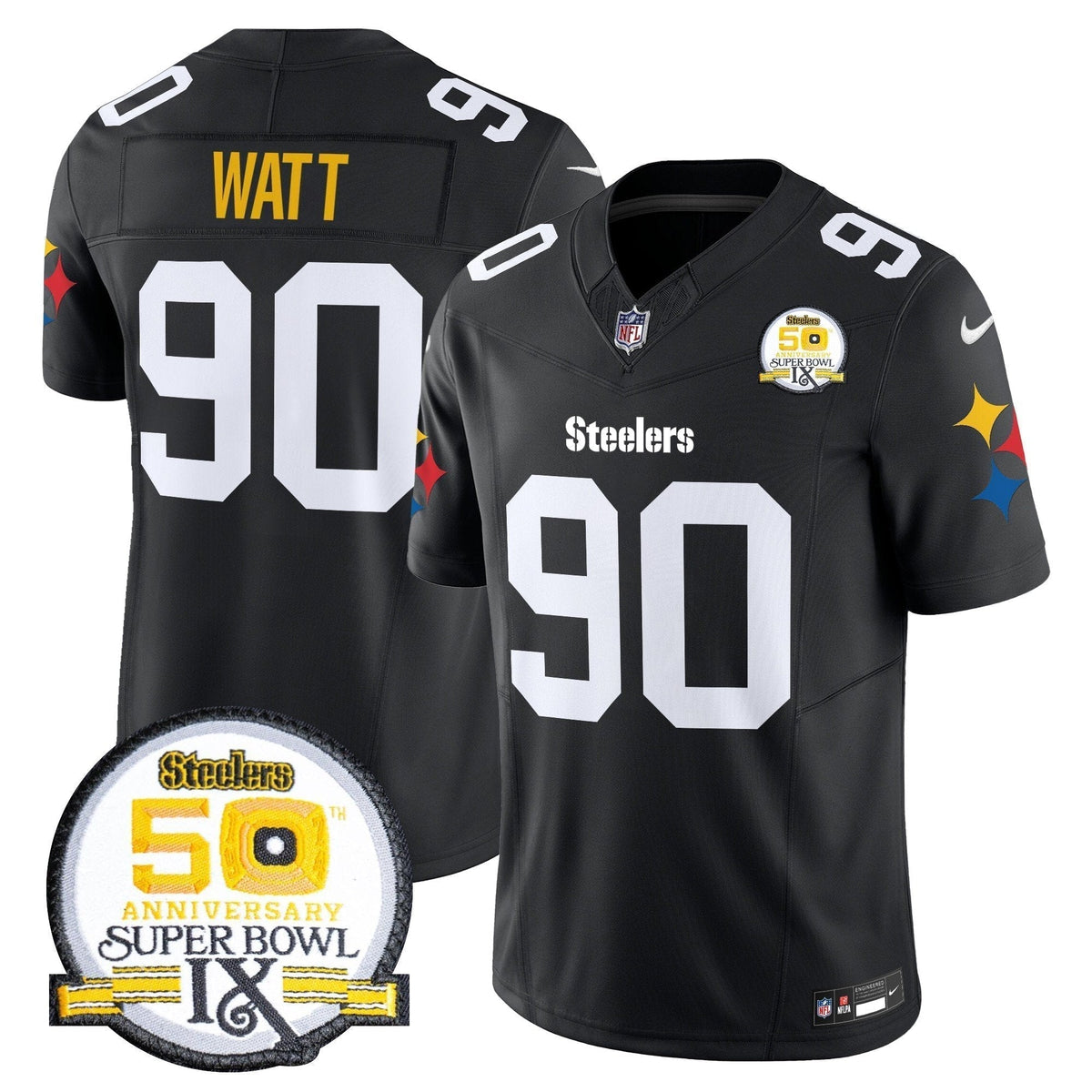 Steelers 50th Anniversary Of Super Bowl IX Patch Vapor Limited Jersey V2 - Stitched