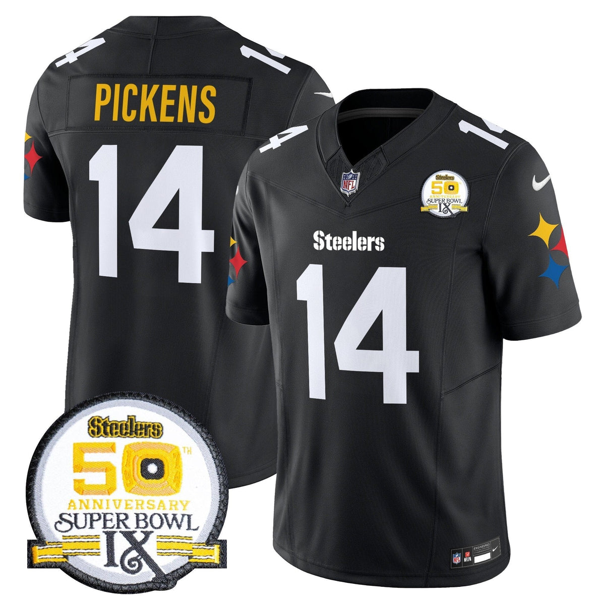 Steelers 50th Anniversary Of Super Bowl IX Patch Vapor Limited Jersey V2 - Stitched