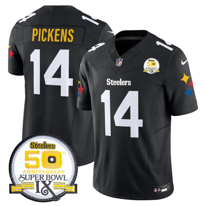 Steelers 50th Anniversary Of Super Bowl IX Patch Vapor Limited Jersey V2 - Stitched