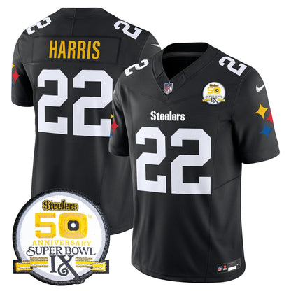 Steelers 50th Anniversary Of Super Bowl IX Patch Vapor Limited Jersey V2 - Stitched