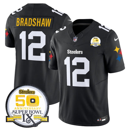 Steelers 50th Anniversary Of Super Bowl IX Patch Vapor Limited Jersey V2 - Stitched
