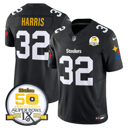 Steelers 50th Anniversary Of Super Bowl IX Patch Vapor Limited Jersey V2 - Stitched