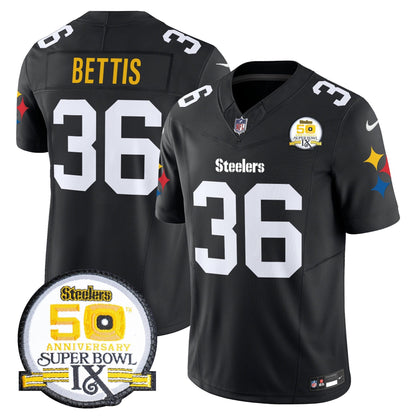 Steelers 50th Anniversary Of Super Bowl IX Patch Vapor Limited Jersey V2 - Stitched