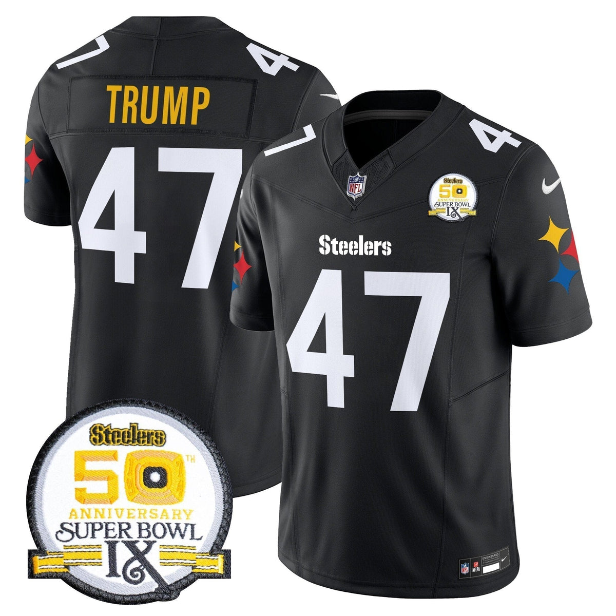 Steelers 50th Anniversary Of Super Bowl IX Patch Vapor Limited Jersey V2 - Stitched