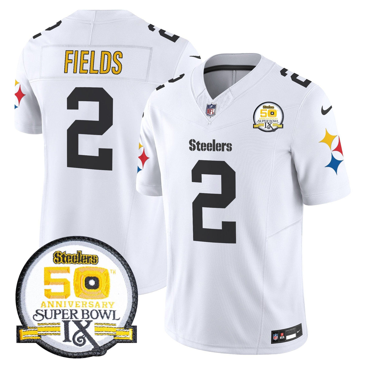 Steelers 50th Anniversary Of Super Bowl IX Patch Vapor Limited Jersey V2 - Stitched