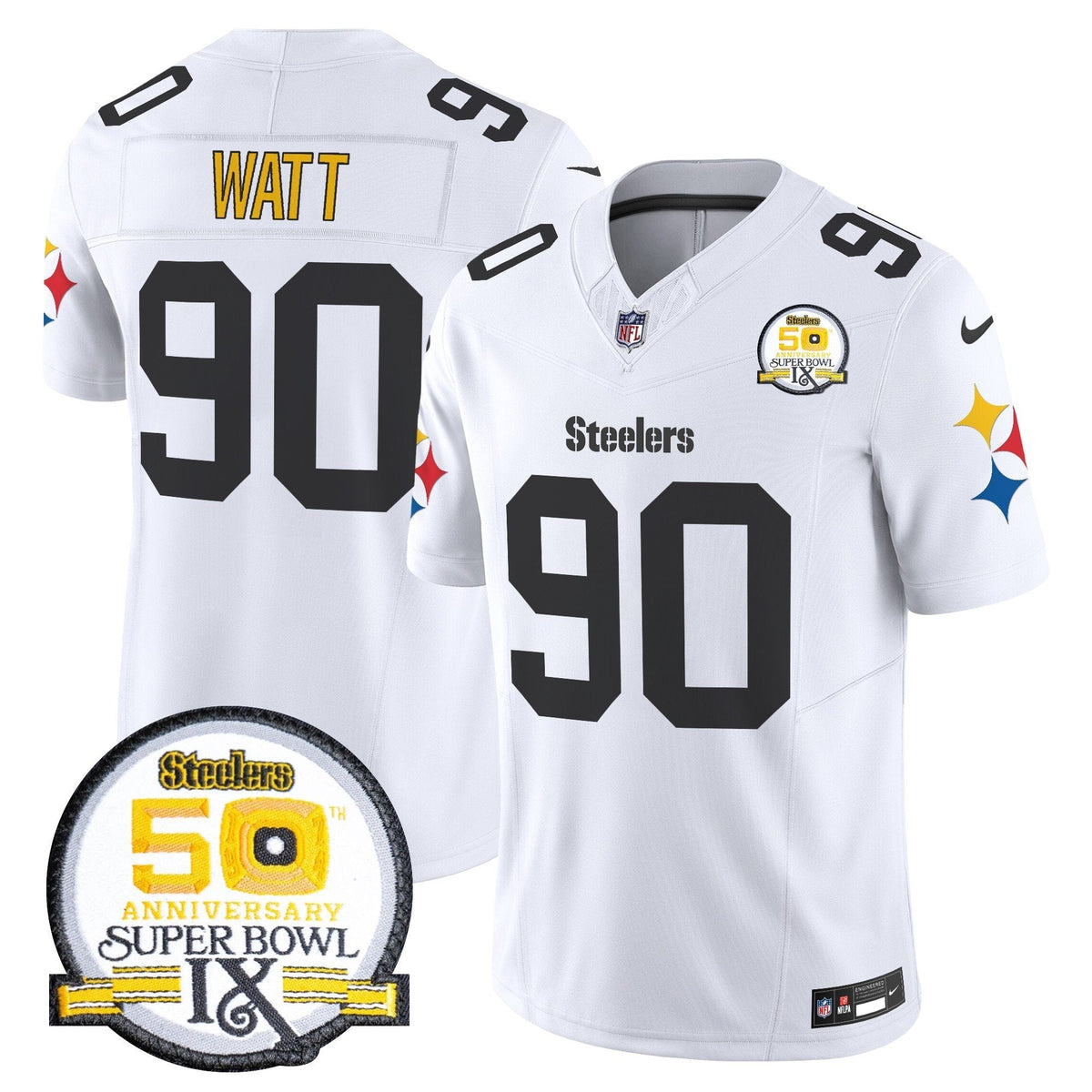Steelers 50th Anniversary Of Super Bowl IX Patch Vapor Limited Jersey V2 - Stitched