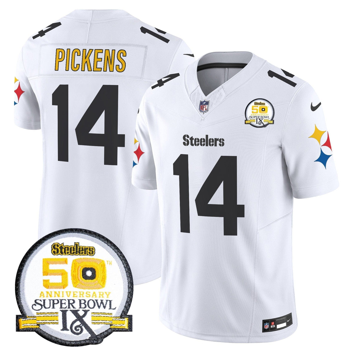 Steelers 50th Anniversary Of Super Bowl IX Patch Vapor Limited Jersey V2 - Stitched