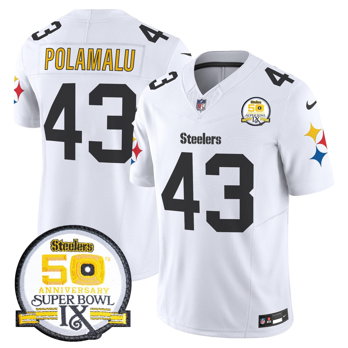 Steelers 50th Anniversary Of Super Bowl IX Patch Vapor Limited Jersey V2 - Stitched