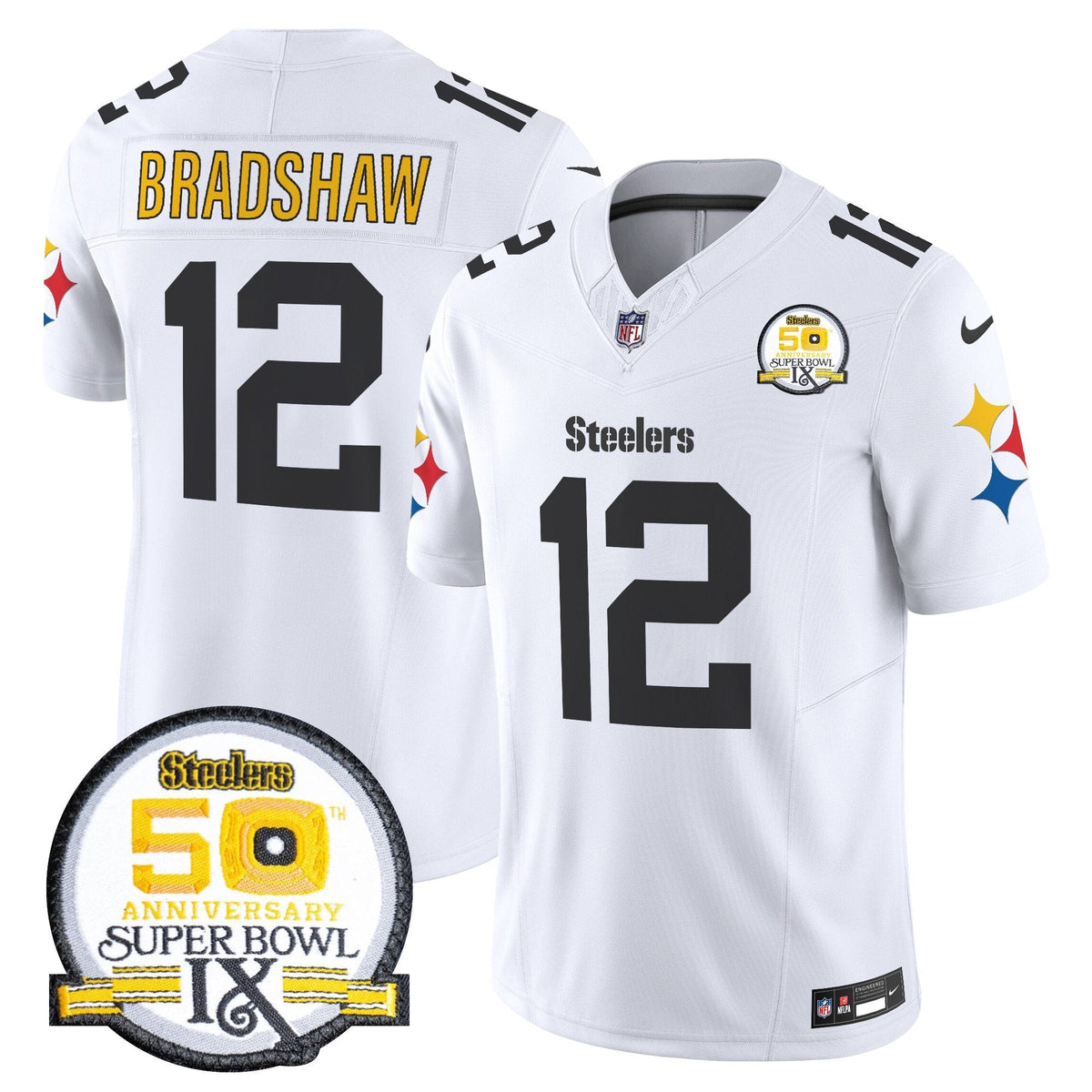 Steelers 50th Anniversary Of Super Bowl IX Patch Vapor Limited Jersey V2 - Stitched