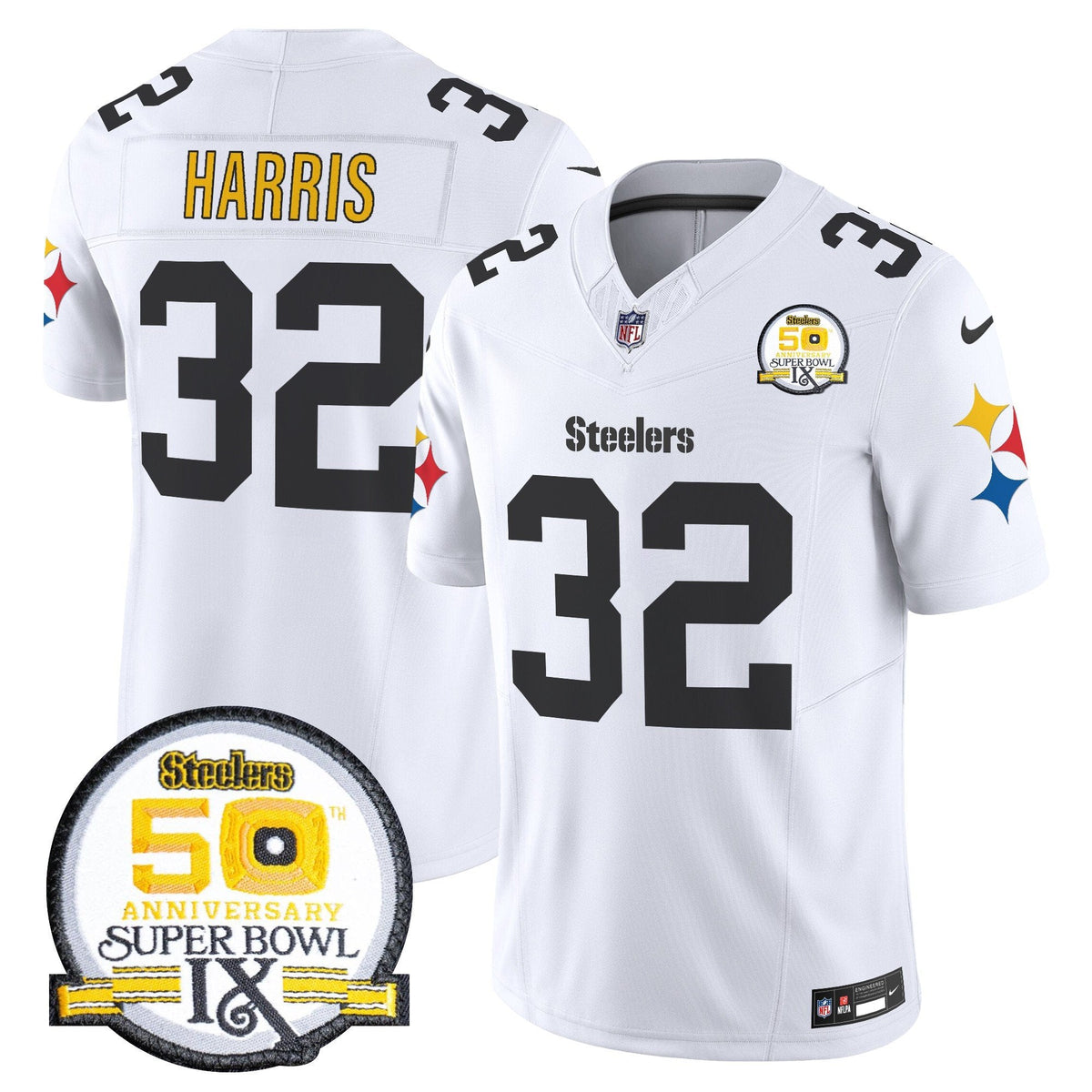 Steelers 50th Anniversary Of Super Bowl IX Patch Vapor Limited Jersey V2 - Stitched