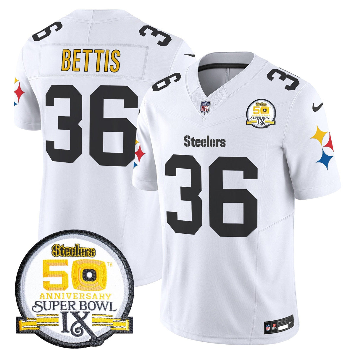 Steelers 50th Anniversary Of Super Bowl IX Patch Vapor Limited Jersey V2 - Stitched
