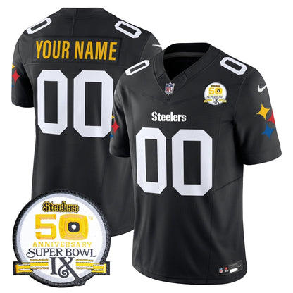 Steelers 50th Anniversary Of Super Bowl IX Patch Vapor Limited Custom Jersey V2 - Stitched