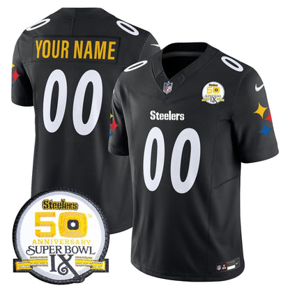 Steelers 50th Anniversary Of Super Bowl IX Patch Vapor Limited Custom Jersey V2 - Stitched