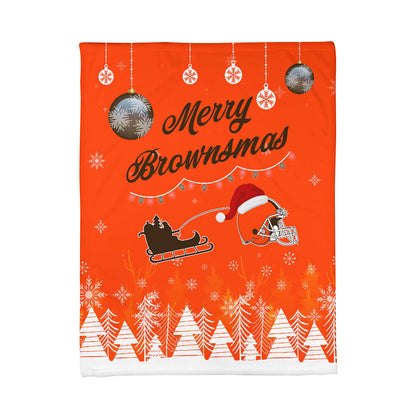 Cleveland Browns | Premium Christmas Fleece Blanket & Throw Pillow Combo MM