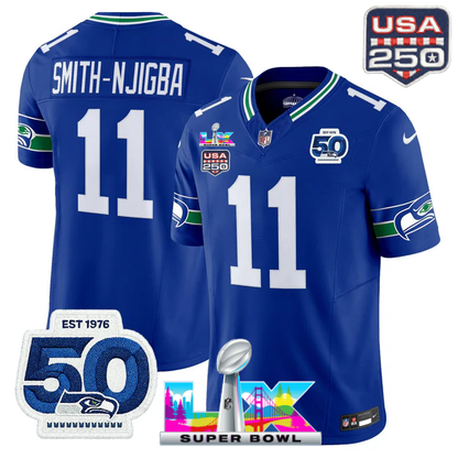 SEA Super Bowl LX - 50th Anniversary Patch Gold Vapor Limited Jersey N19 - Stitched