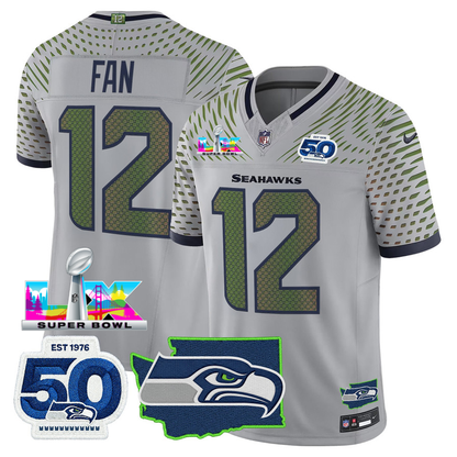 SEA Super Bowl LX - 50th Anniversary Patch Vapor Limited Jersey N88 - Stitched