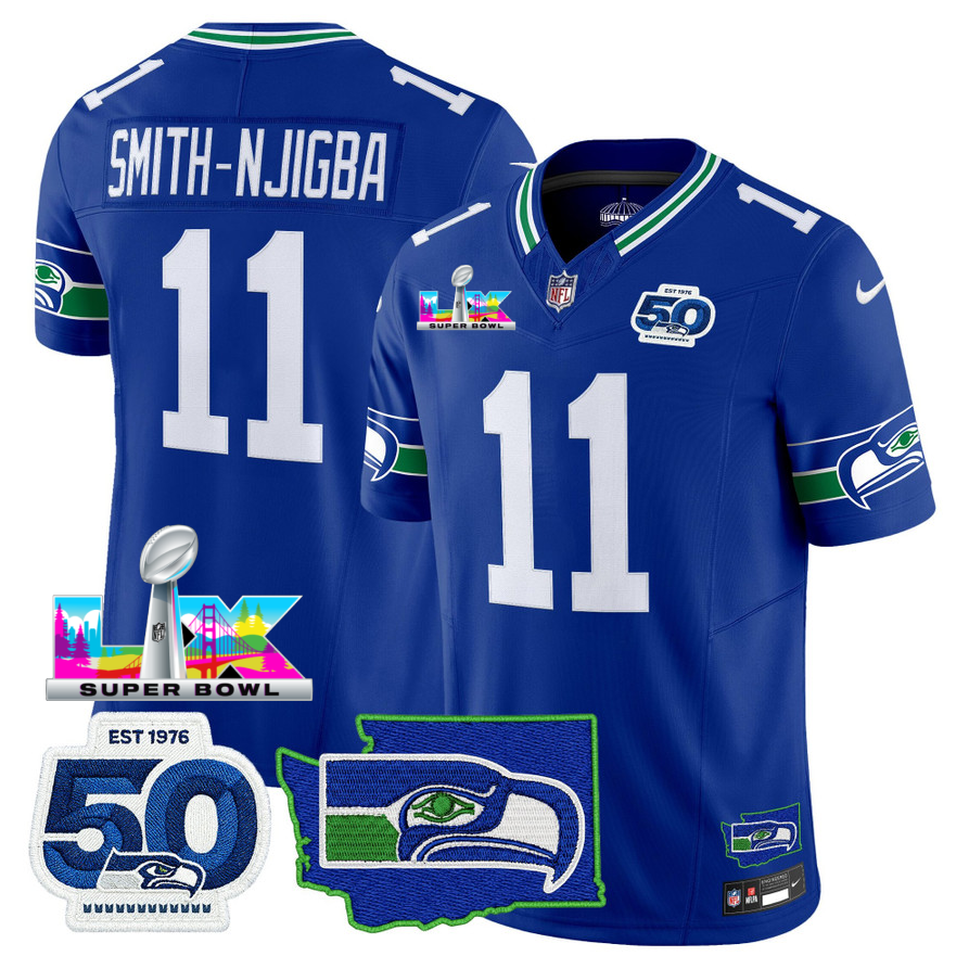 SEA Super Bowl LX - 50th Anniversary Patch Vapor Limited Jersey N88 - Stitched