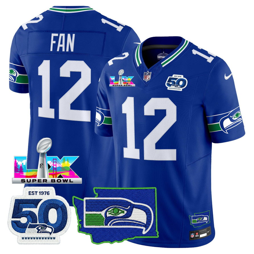 SEA Super Bowl LX - 50th Anniversary Patch Vapor Limited Jersey N88 - Stitched