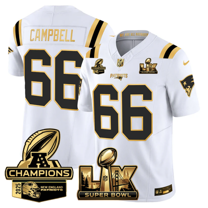 NE Super Bowl LX - AFC Champions Patch Gold Vapor Limited Jersey - Stitched