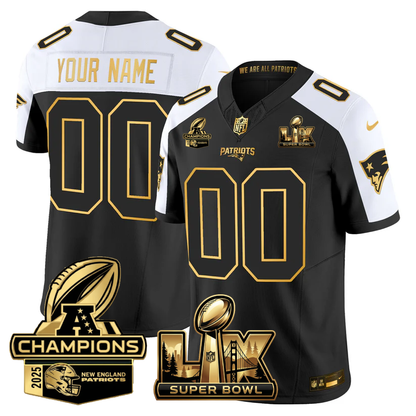 NE Super Bowl LX - AFC Champions Patch Gold Vapor Limited Jersey - Stitched