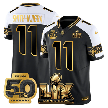 SEA Super Bowl LX - 50th Anniversary Patch Gold Vapor Limited Jersey - Stitched