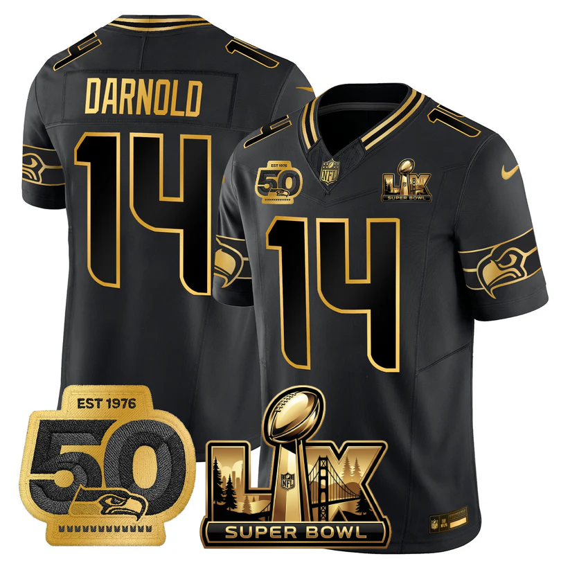 SEA Super Bowl LX - 50th Anniversary Patch Gold Vapor Limited Jersey - Stitched