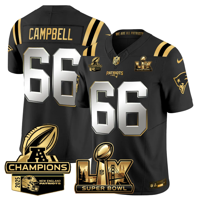 NE Super Bowl LX - AFC Champions Patch Gold Vapor Limited Jersey - Stitched